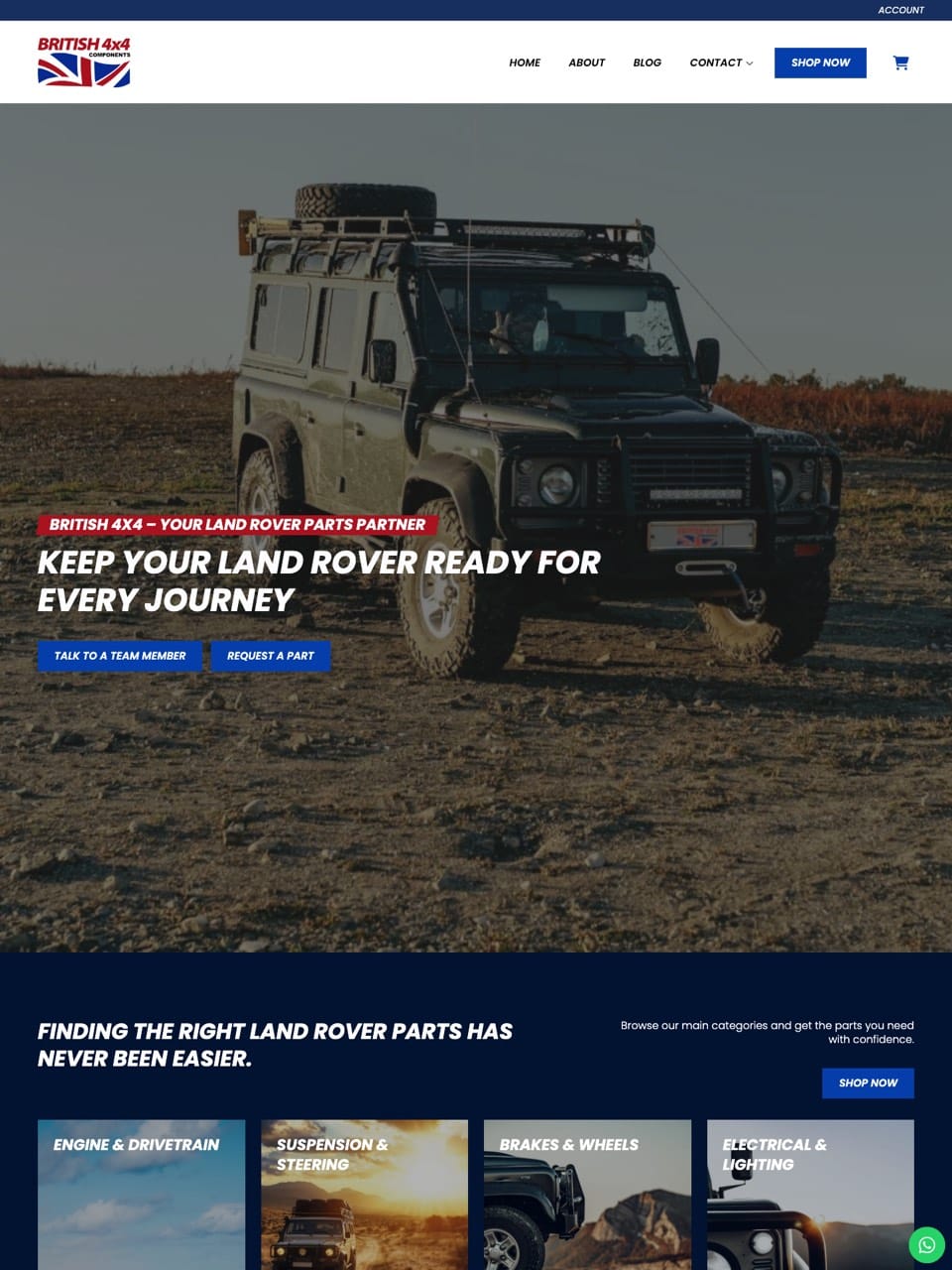Homepage of the British 4x4 website, designed and built by Onware