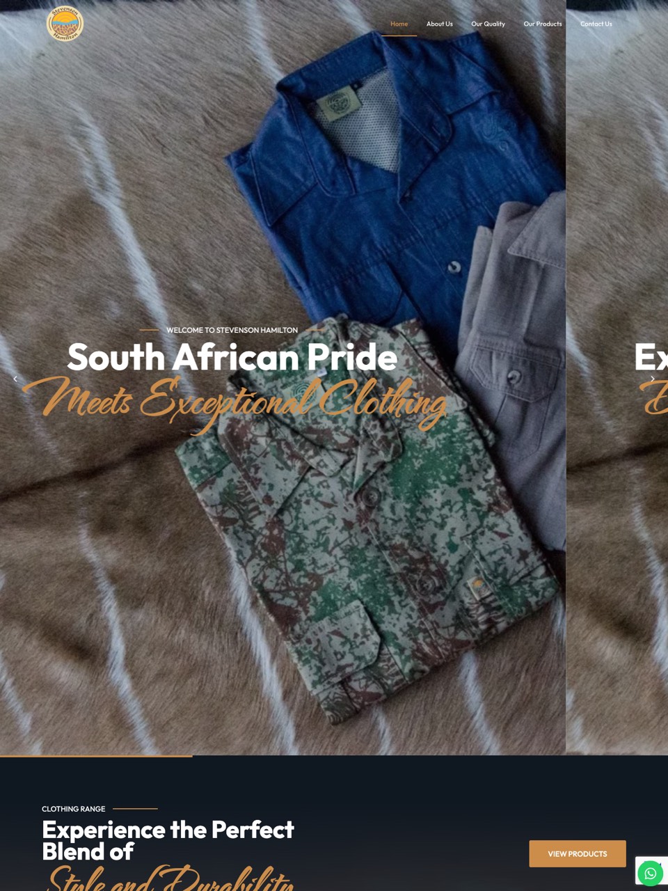 Homepage of the Stevenson Hamilton website, designed and built by Onware